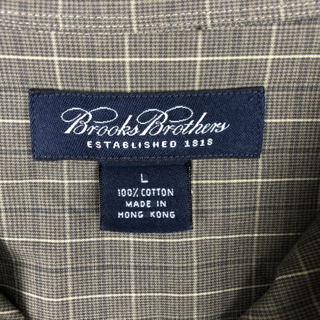 Brooks Brothers Est.1818 Long Sleeve Button-Down Check Shirt, Men's Size L cotton Charcoal Vintage Second Hand