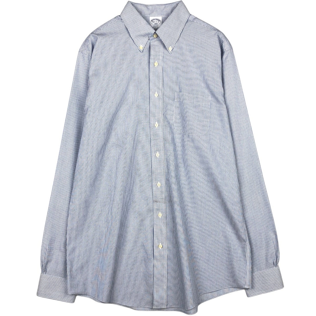 Brooks Brothers 1818 REGENT Long Sleeve Button-Down Striped Shirt, Men's Size L cotton Blue type light blue Vintage Second Hand