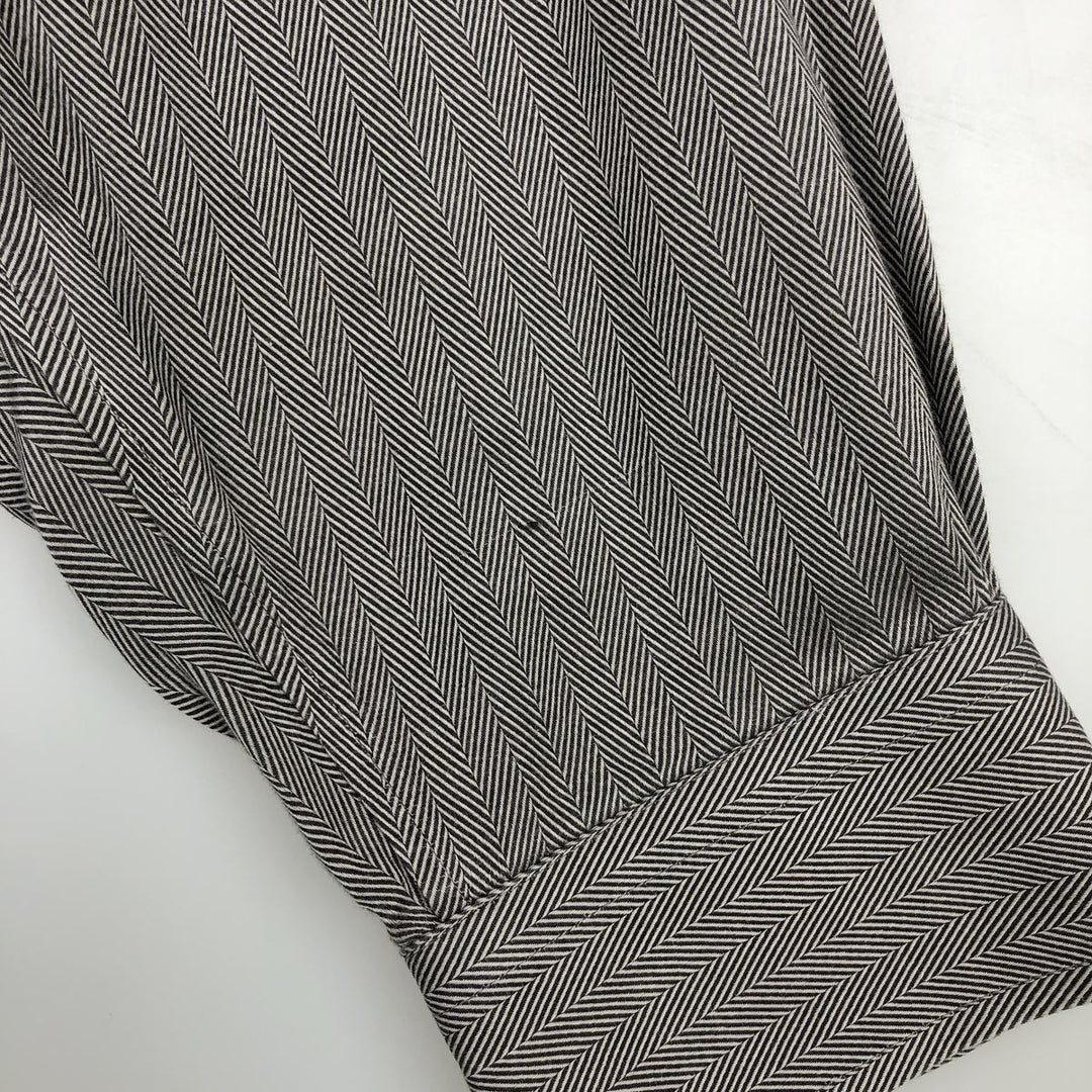 Brooks Brothers Country Club Herringbone Long-Sleeve Button-Down Check Shirt, Men's Size L (approx.) cotton black type Vintage Second Hand