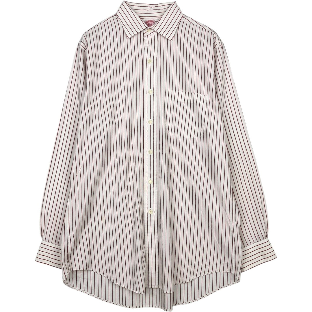 Brooks Brothers Est.1818 Long Sleeve Cotton Striped Shirt, Men's M Size cotton white type Vintage Second Hand