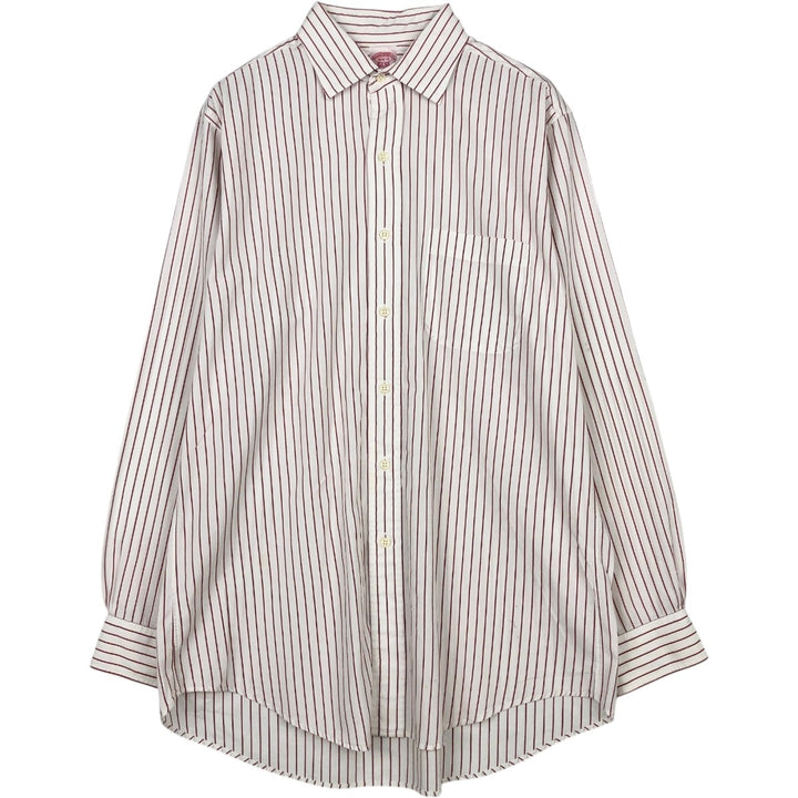 Brooks Brothers Est.1818 Long Sleeve Cotton Striped Shirt, Men's M Size cotton white type Vintage Second Hand