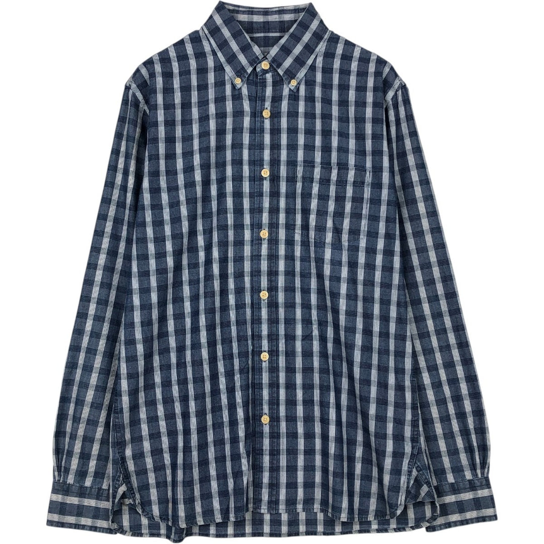 Brooks Brothers RED FLEECE Long Sleeve Button-Down Check Shirt, Men's Size Medium cotton blue type Vintage Second Hand