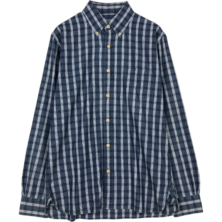 Brooks Brothers RED FLEECE Long Sleeve Button-Down Check Shirt, Men's Size Medium cotton blue type Vintage Second Hand
