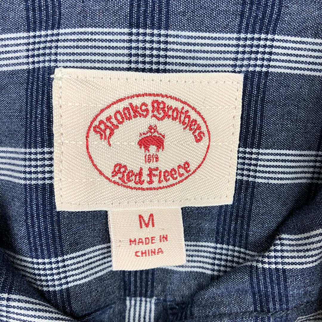 Brooks Brothers RED FLEECE Long Sleeve Button-Down Check Shirt, Men's Size Medium cotton blue type Vintage Second Hand