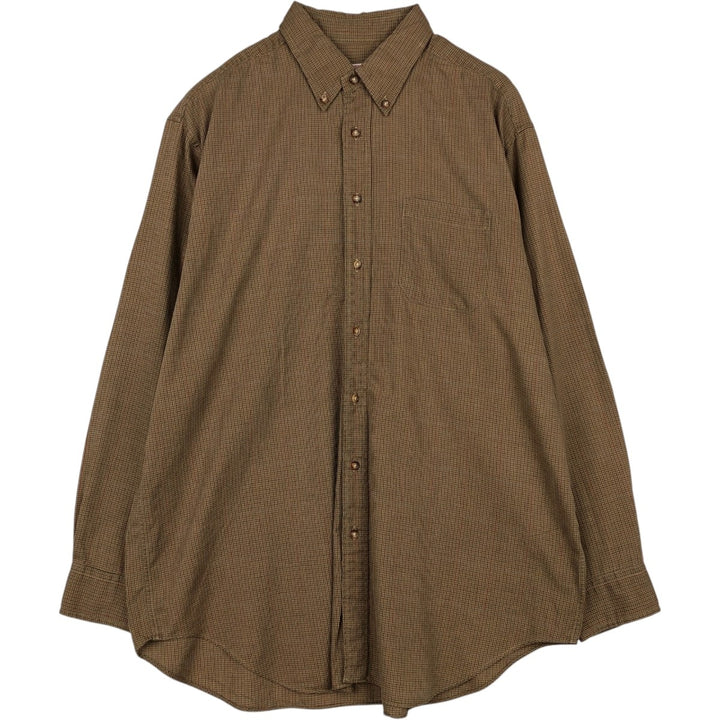 Brooks Brothers Est. 1818 Gingham Check Long Sleeve Button-Down Check Shirt, Men's Size XL cotton brown type Vintage Second Hand