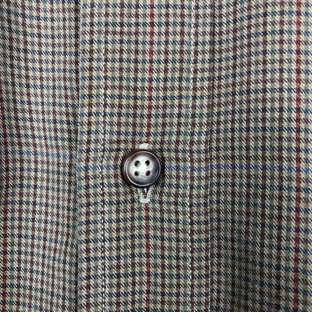 Brooks Brothers Est. 1818 Gingham Check Long Sleeve Button-Down Check Shirt, Men's Size XL cotton brown type Vintage Second Hand