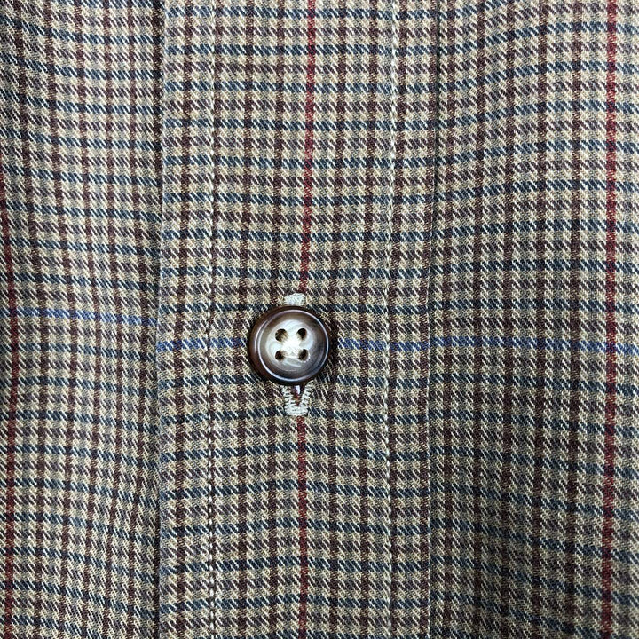 Brooks Brothers Est. 1818 Gingham Check Long Sleeve Button-Down Check Shirt, Men's Size XL cotton brown type Vintage Second Hand