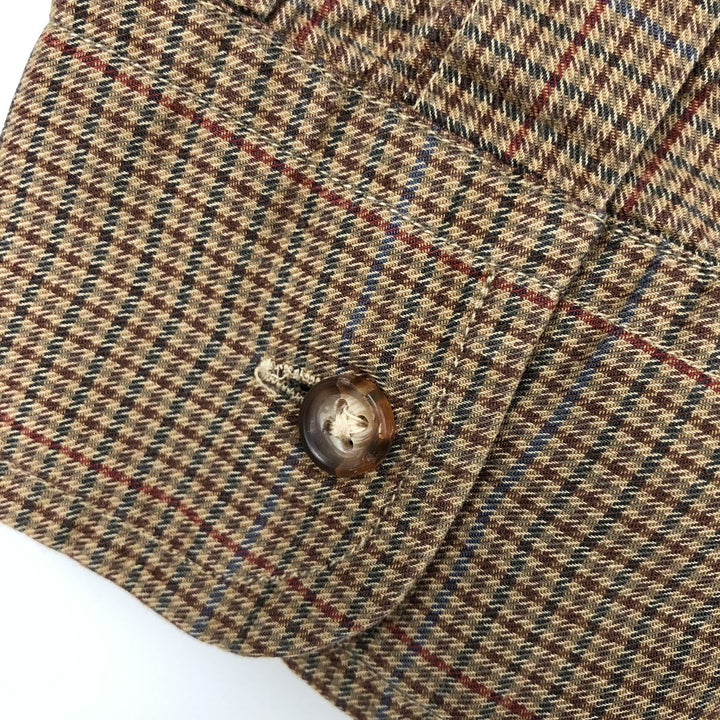 Brooks Brothers Est. 1818 Gingham Check Long Sleeve Button-Down Check Shirt, Men's Size XL cotton brown type Vintage Second Hand