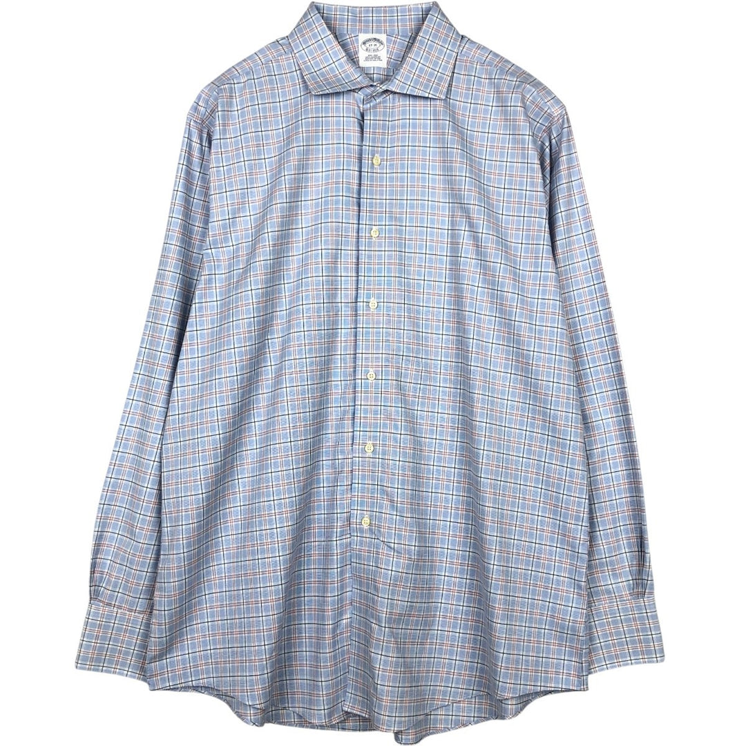 Brooks Brothers Est. 1818 Long Sleeve Cotton Check Shirt, Men's Size XL Supima Cotton Blue type light blue Vintage Second Hand