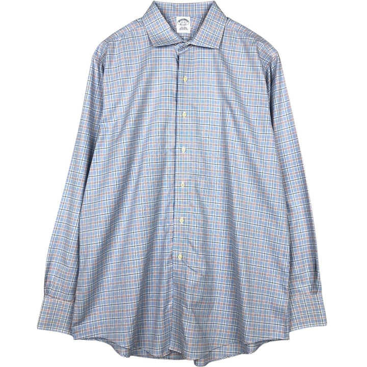 Brooks Brothers Est. 1818 Long Sleeve Cotton Check Shirt, Men's Size XL Supima Cotton Blue type light blue Vintage Second Hand