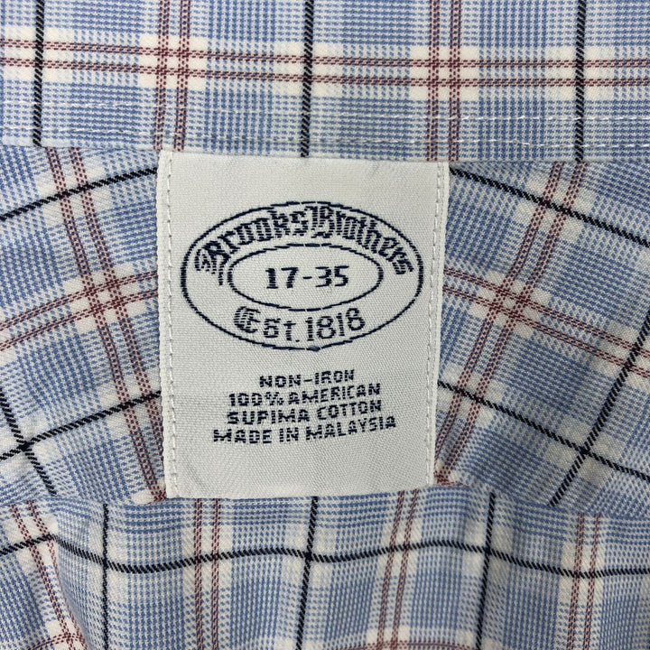 Brooks Brothers Est. 1818 Long Sleeve Cotton Check Shirt, Men's Size XL Supima Cotton Blue type light blue Vintage Second Hand