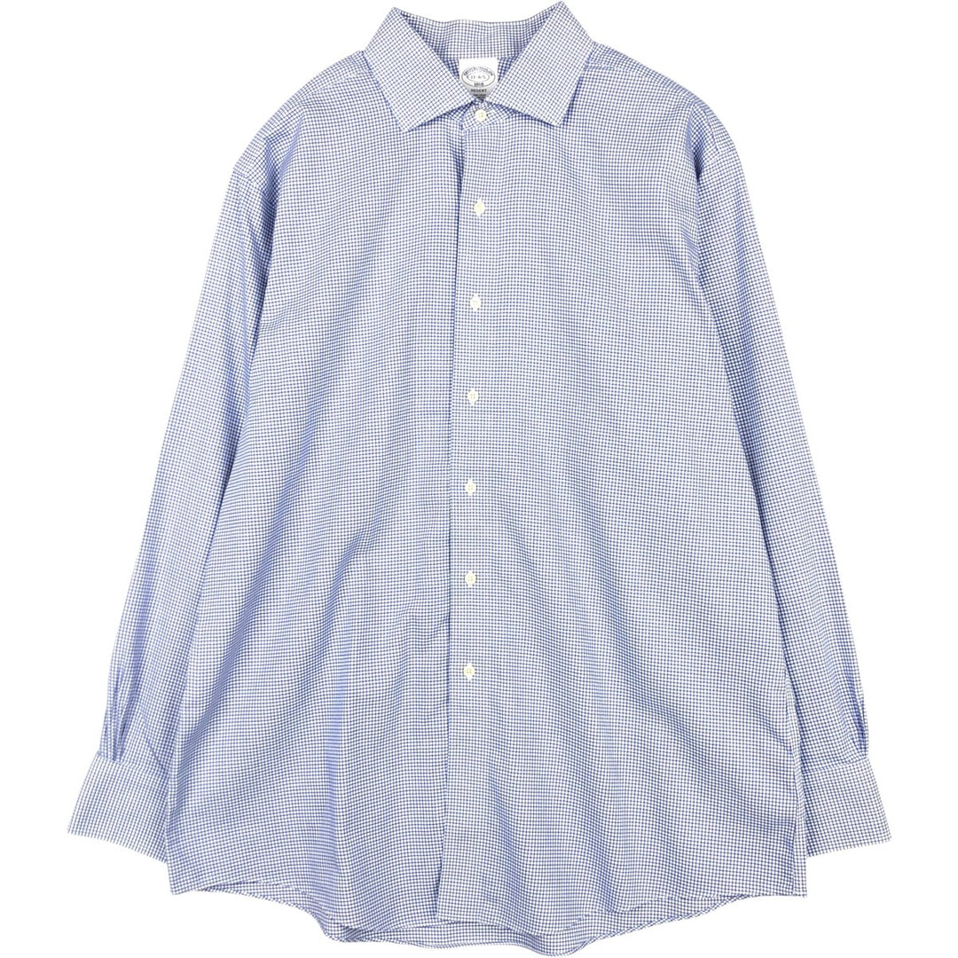 Brooks Brothers 1818 REGENT Wide Collar Long Sleeve Cotton Check Shirt, Men's Size XL (approx.) cotton blue type Vintage Second Hand