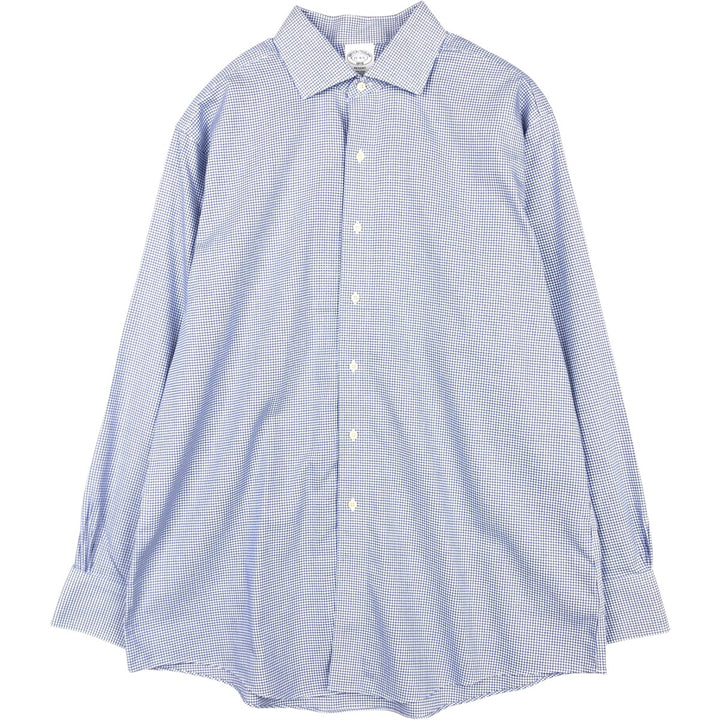 Brooks Brothers 1818 REGENT Wide Collar Long Sleeve Cotton Check Shirt, Men's Size XL (approx.) cotton blue type Vintage Second Hand