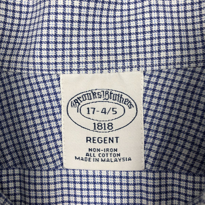 Brooks Brothers 1818 REGENT Wide Collar Long Sleeve Cotton Check Shirt, Men's Size XL (approx.) cotton blue type Vintage Second Hand