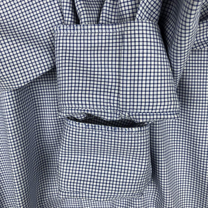 Brooks Brothers 1818 REGENT Wide Collar Long Sleeve Cotton Check Shirt, Men's Size XL (approx.) cotton blue type Vintage Second Hand