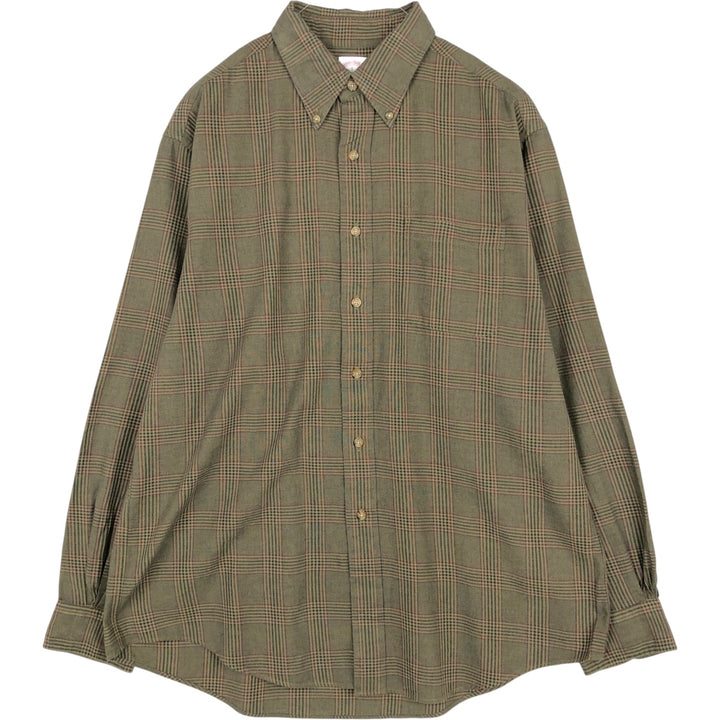 Brooks Brothers Est.1818 Long Sleeve Button-Down Check Shirt, Men's Size L cotton Khaki type Vintage Second Hand