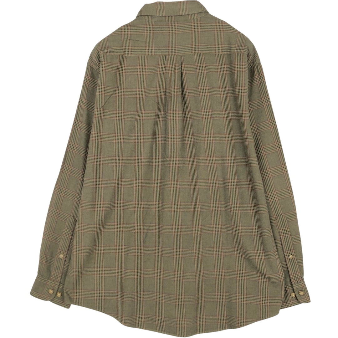 Brooks Brothers Est.1818 Long Sleeve Button-Down Check Shirt, Men's Size L cotton Khaki type Vintage Second Hand