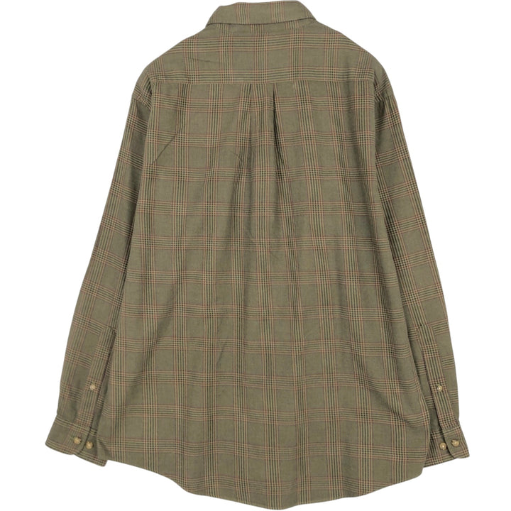 Brooks Brothers Est.1818 Long Sleeve Button-Down Check Shirt, Men's Size L cotton Khaki type Vintage Second Hand