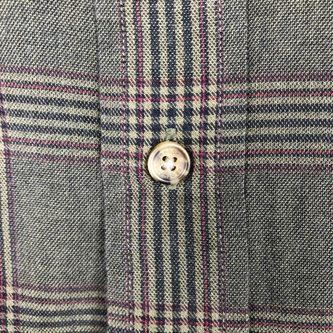 Brooks Brothers Est.1818 Long Sleeve Button-Down Check Shirt, Men's Size L cotton Khaki type Vintage Second Hand