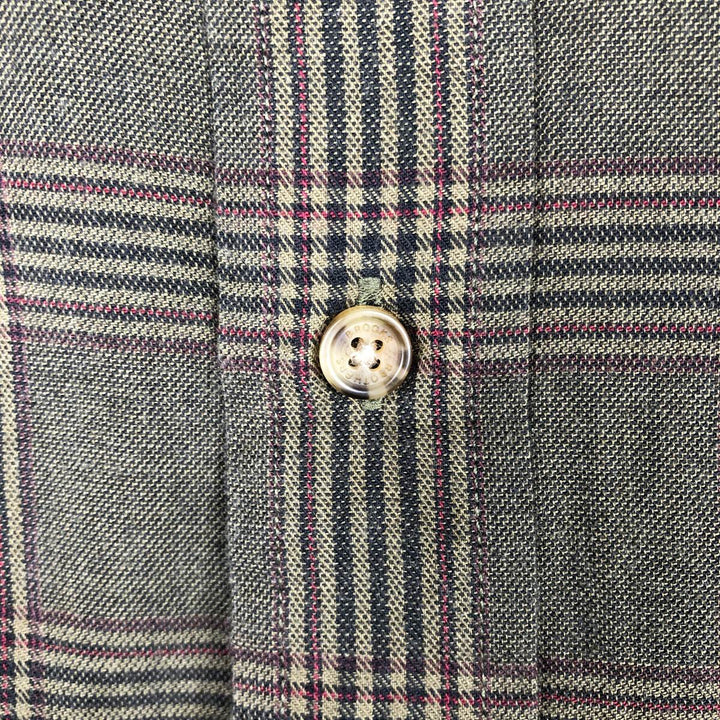 Brooks Brothers Est.1818 Long Sleeve Button-Down Check Shirt, Men's Size L cotton Khaki type Vintage Second Hand