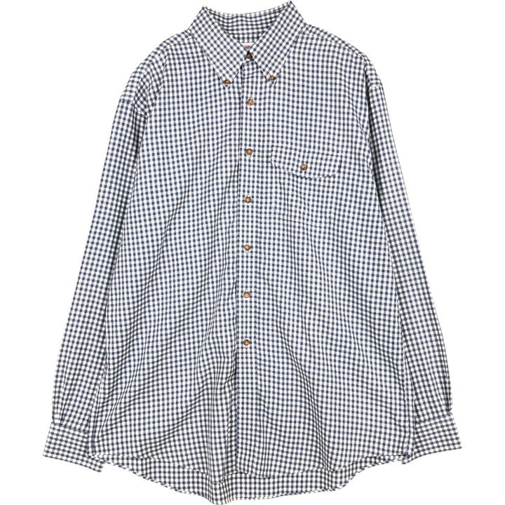 Brooks Brothers Long Sleeve Button-Down Check Shirt, Men's Size L cotton gray type Vintage Second Hand