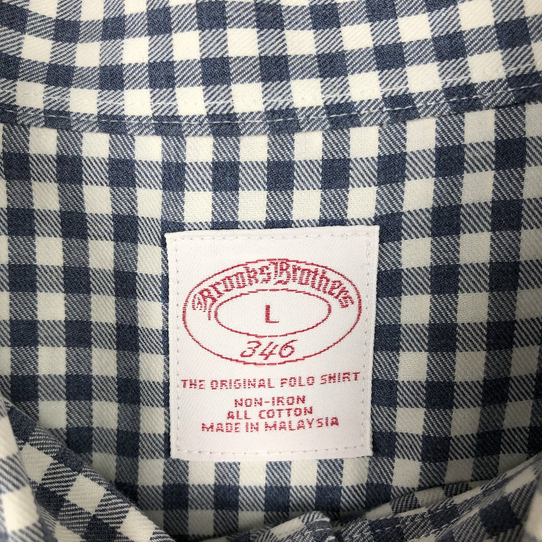 Brooks Brothers Long Sleeve Button-Down Check Shirt, Men's Size L cotton gray type Vintage Second Hand
