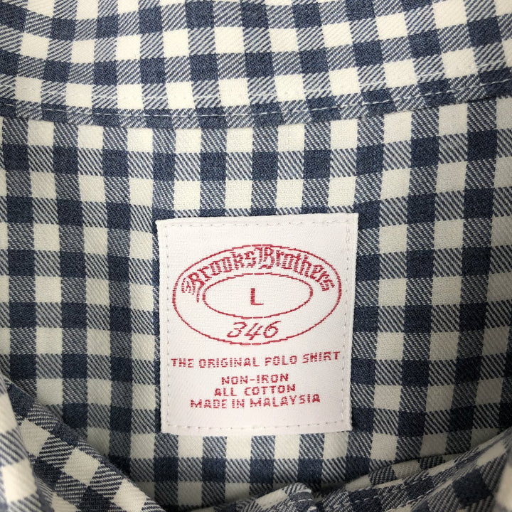 Brooks Brothers Long Sleeve Button-Down Check Shirt, Men's Size L cotton gray type Vintage Second Hand