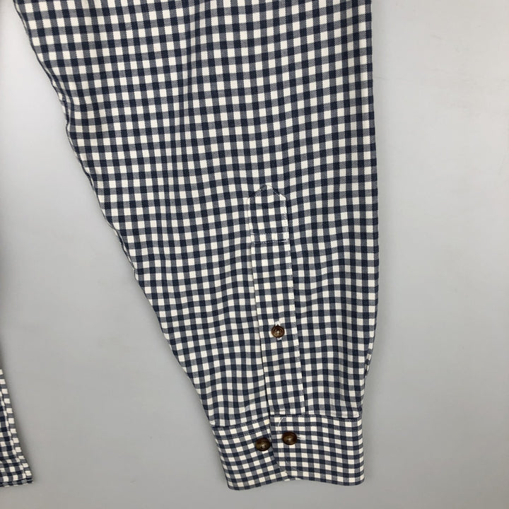 Brooks Brothers Long Sleeve Button-Down Check Shirt, Men's Size L cotton gray type Vintage Second Hand