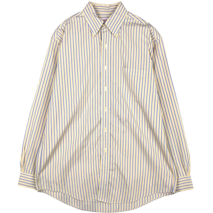 Brooks Brothers Est.1818 Multi-Stripe Short-Sleeve Button-Down Striped Shirt, Men's Size M (approx.) cotton yellow type Vintage Second Hand