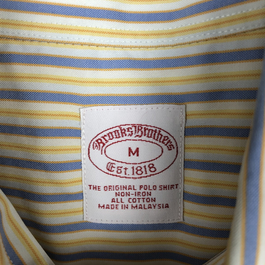 Brooks Brothers Est.1818 Multi-Stripe Short-Sleeve Button-Down Striped Shirt, Men's Size M (approx.) cotton yellow type Vintage Second Hand