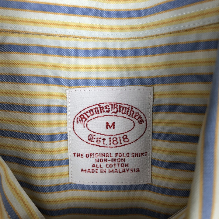 Brooks Brothers Est.1818 Multi-Stripe Short-Sleeve Button-Down Striped Shirt, Men's Size M (approx.) cotton yellow type Vintage Second Hand