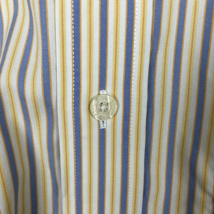 Brooks Brothers Est.1818 Multi-Stripe Short-Sleeve Button-Down Striped Shirt, Men's Size M (approx.) cotton yellow type Vintage Second Hand