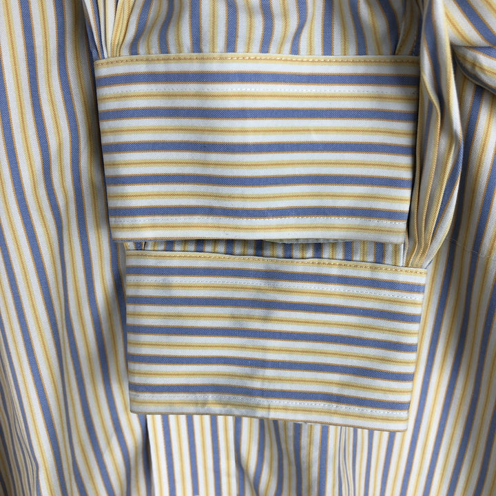 Brooks Brothers Est.1818 Multi-Stripe Short-Sleeve Button-Down Striped Shirt, Men's Size M (approx.) cotton yellow type Vintage Second Hand