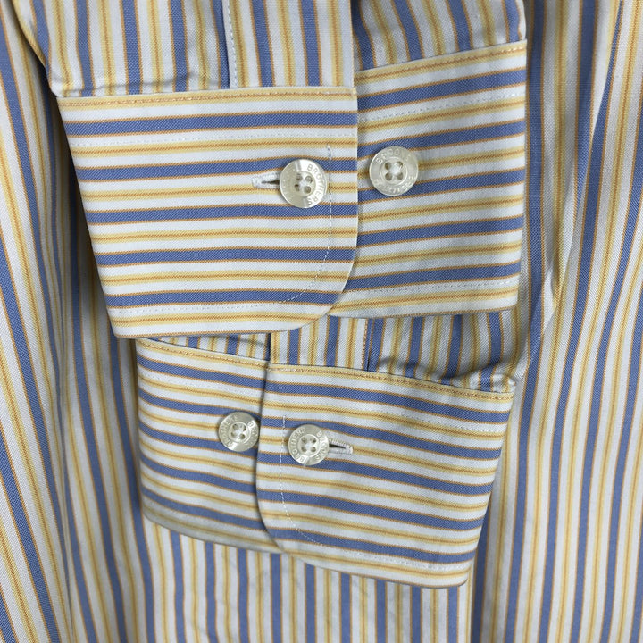 Brooks Brothers Est.1818 Multi-Stripe Short-Sleeve Button-Down Striped Shirt, Men's Size M (approx.) cotton yellow type Vintage Second Hand