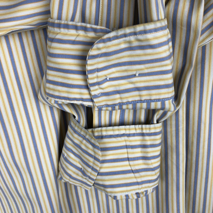 Brooks Brothers Est.1818 Multi-Stripe Short-Sleeve Button-Down Striped Shirt, Men's Size M (approx.) cotton yellow type Vintage Second Hand