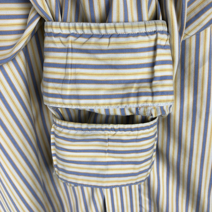 Brooks Brothers Est.1818 Multi-Stripe Short-Sleeve Button-Down Striped Shirt, Men's Size M (approx.) cotton yellow type Vintage Second Hand