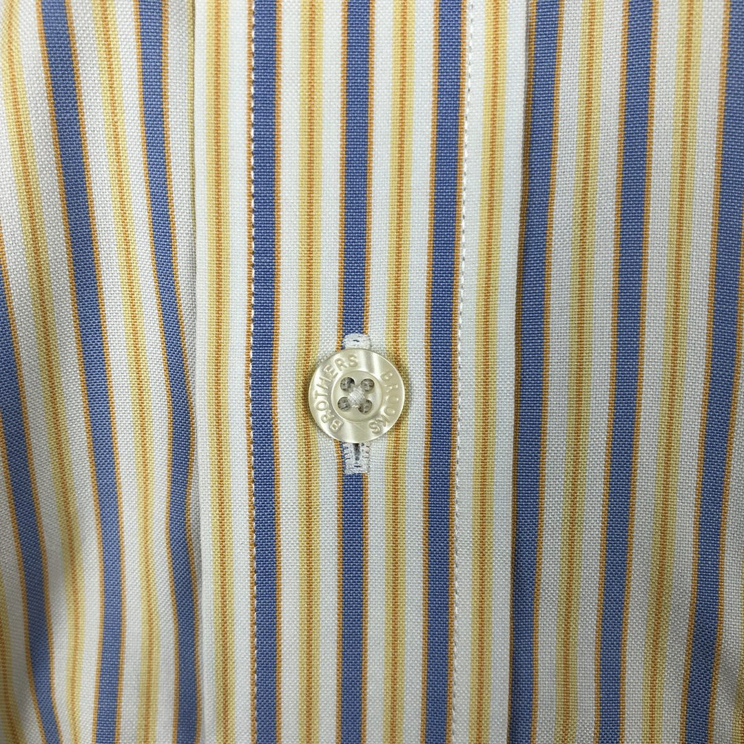 Brooks Brothers Est.1818 Multi-Stripe Short-Sleeve Button-Down Striped Shirt, Men's Size M (approx.) cotton yellow type Vintage Second Hand