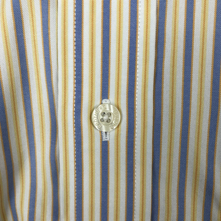 Brooks Brothers Est.1818 Multi-Stripe Short-Sleeve Button-Down Striped Shirt, Men's Size M (approx.) cotton yellow type Vintage Second Hand