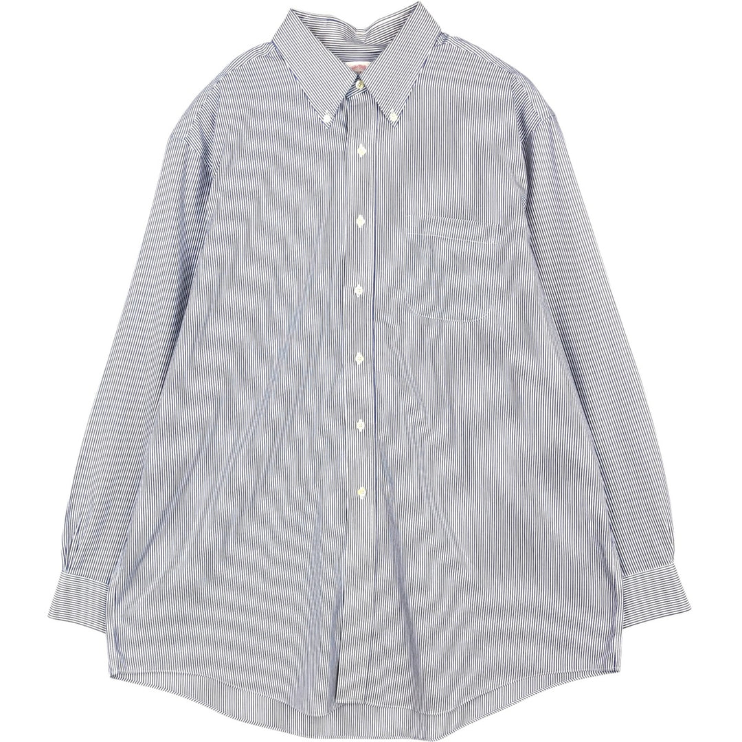 Brooks Brothers 346 Regular Fit Long Sleeve Button-Down Striped Shirt, Men's Size XL (approx.) cotton navy blue type Vintage Second Hand