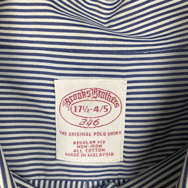 Brooks Brothers 346 Regular Fit Long Sleeve Button-Down Striped Shirt, Men's Size XL (approx.) cotton navy blue type Vintage Second Hand