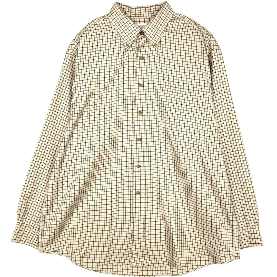 Brooks Brothers Est.1818 Long Sleeve Button-Down Check Shirt, Men's XL cotton unbleached Vintage Second Hand