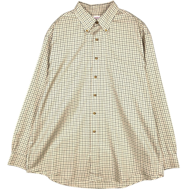Brooks Brothers Est.1818 Long Sleeve Button-Down Check Shirt, Men's XL cotton unbleached Vintage Second Hand