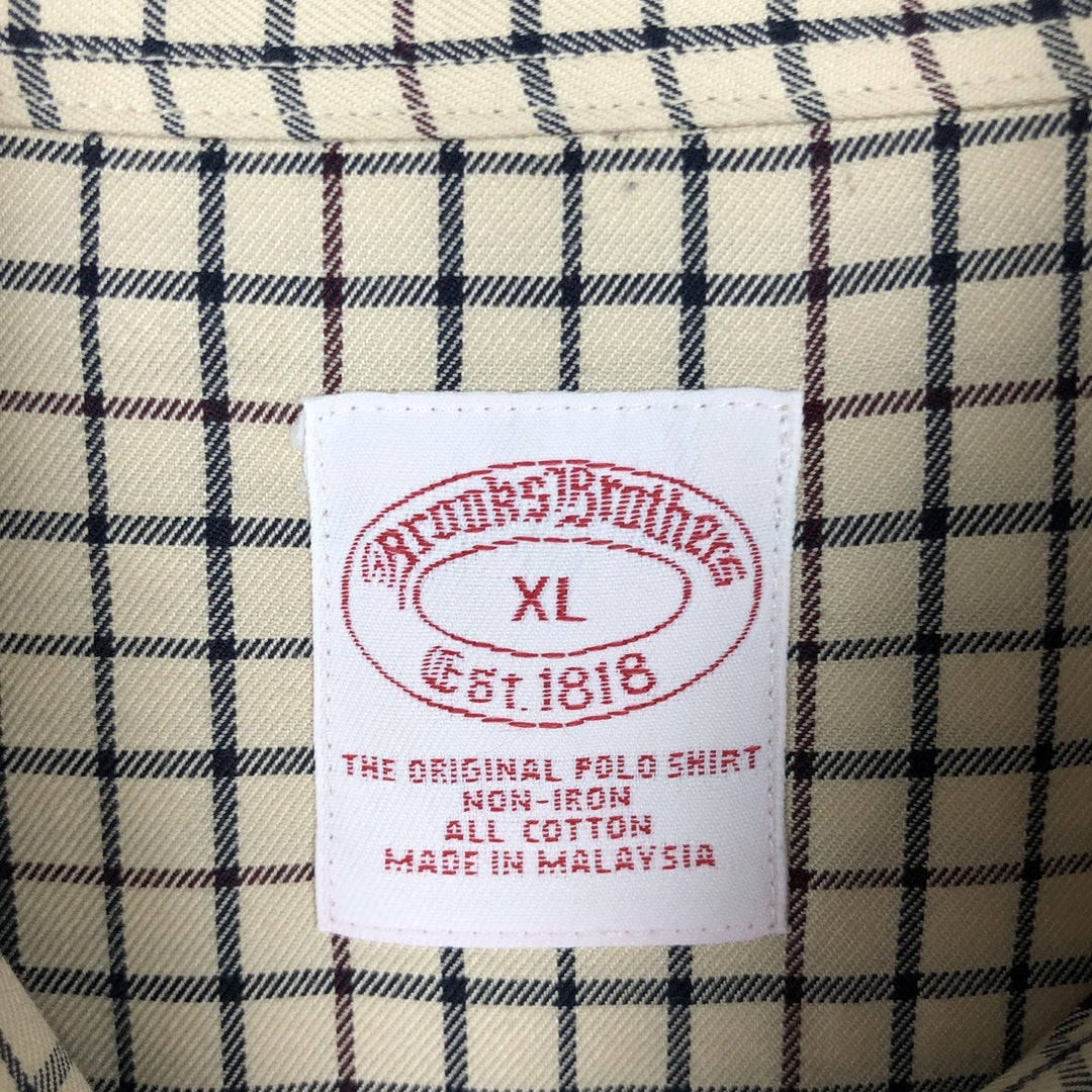 Brooks Brothers Est.1818 Long Sleeve Button-Down Check Shirt, Men's XL cotton unbleached Vintage Second Hand