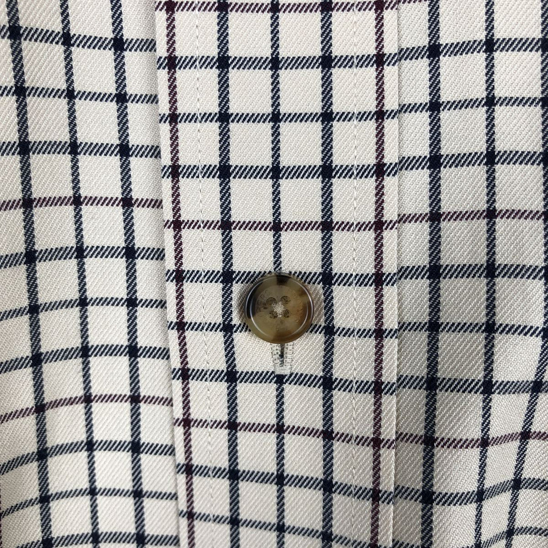 Brooks Brothers Est.1818 Long Sleeve Button-Down Check Shirt, Men's XL cotton unbleached Vintage Second Hand