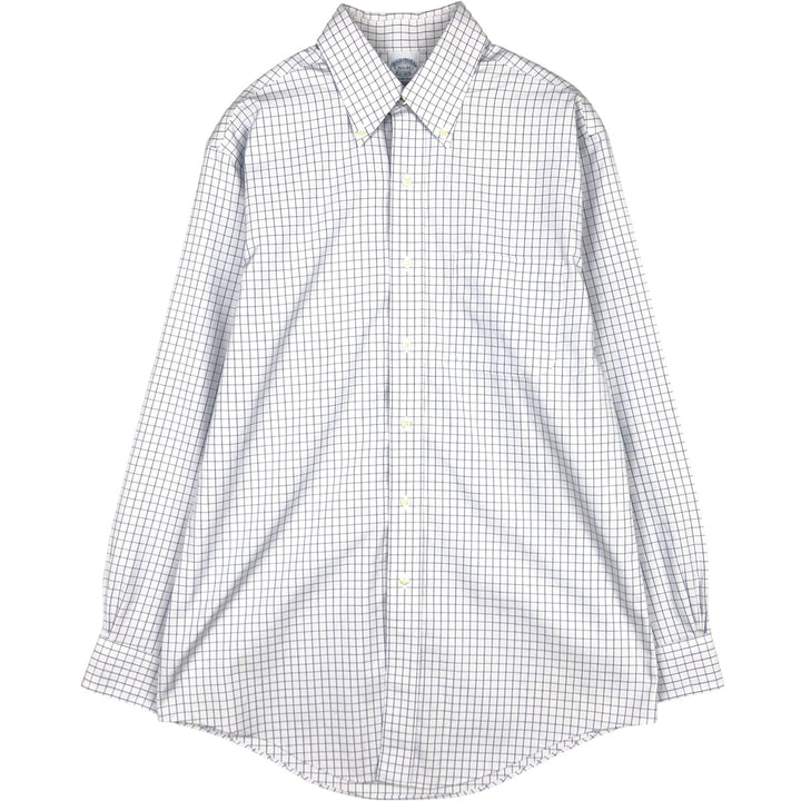Brooks Brothers Est.1818 Long Sleeve Button-Down Check Shirt, Men's Size M cotton white type Vintage Second Hand