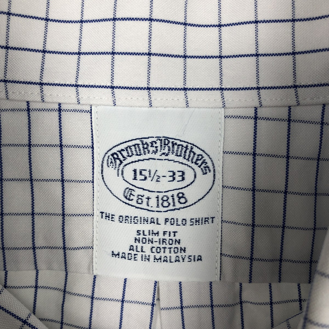 Brooks Brothers Est.1818 Long Sleeve Button-Down Check Shirt, Men's Size M cotton white type Vintage Second Hand