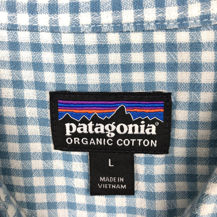 Patagonia Organic Cotton 53833SP16 Long-Sleeve Cotton Check Shirt, Men's Size L (approx.) Organic cotton Blue type light blue Vintage Second Hand