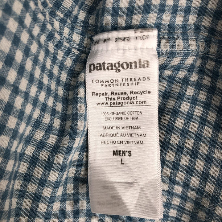 Patagonia Organic Cotton 53833SP16 Long-Sleeve Cotton Check Shirt, Men's Size L (approx.) Organic cotton Blue type light blue Vintage Second Hand