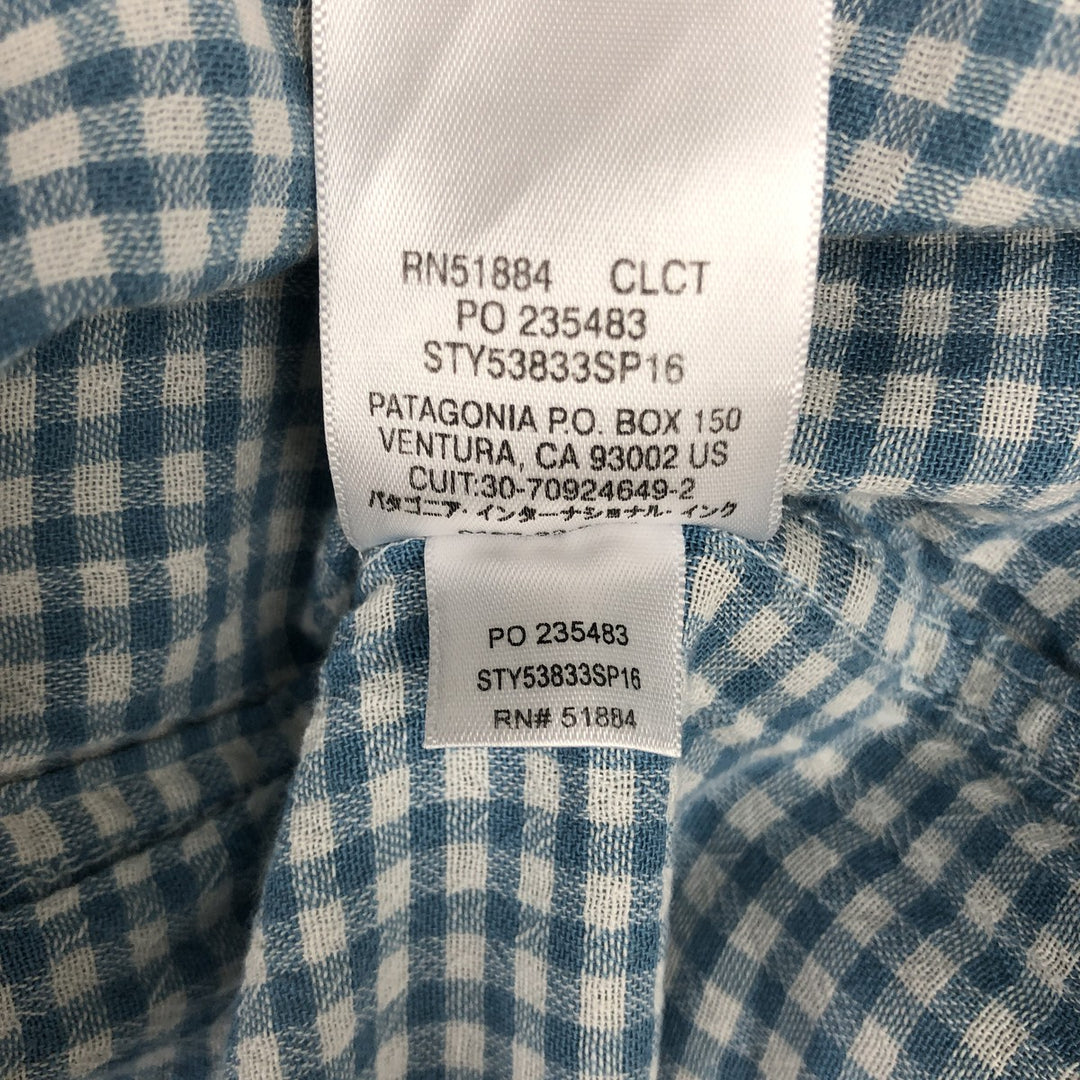 Patagonia Organic Cotton 53833SP16 Long-Sleeve Cotton Check Shirt, Men's Size L (approx.) Organic cotton Blue type light blue Vintage Second Hand
