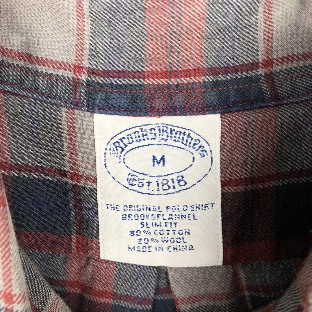 Brooks Brothers Est.1818 Long Sleeve Button-Down Check Shirt, Men's Size M cotton red type Vintage Second Hand